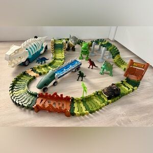 Dinosaur Track Set Toy Flexible Race Track Dino Cars Playset Kids Bundle